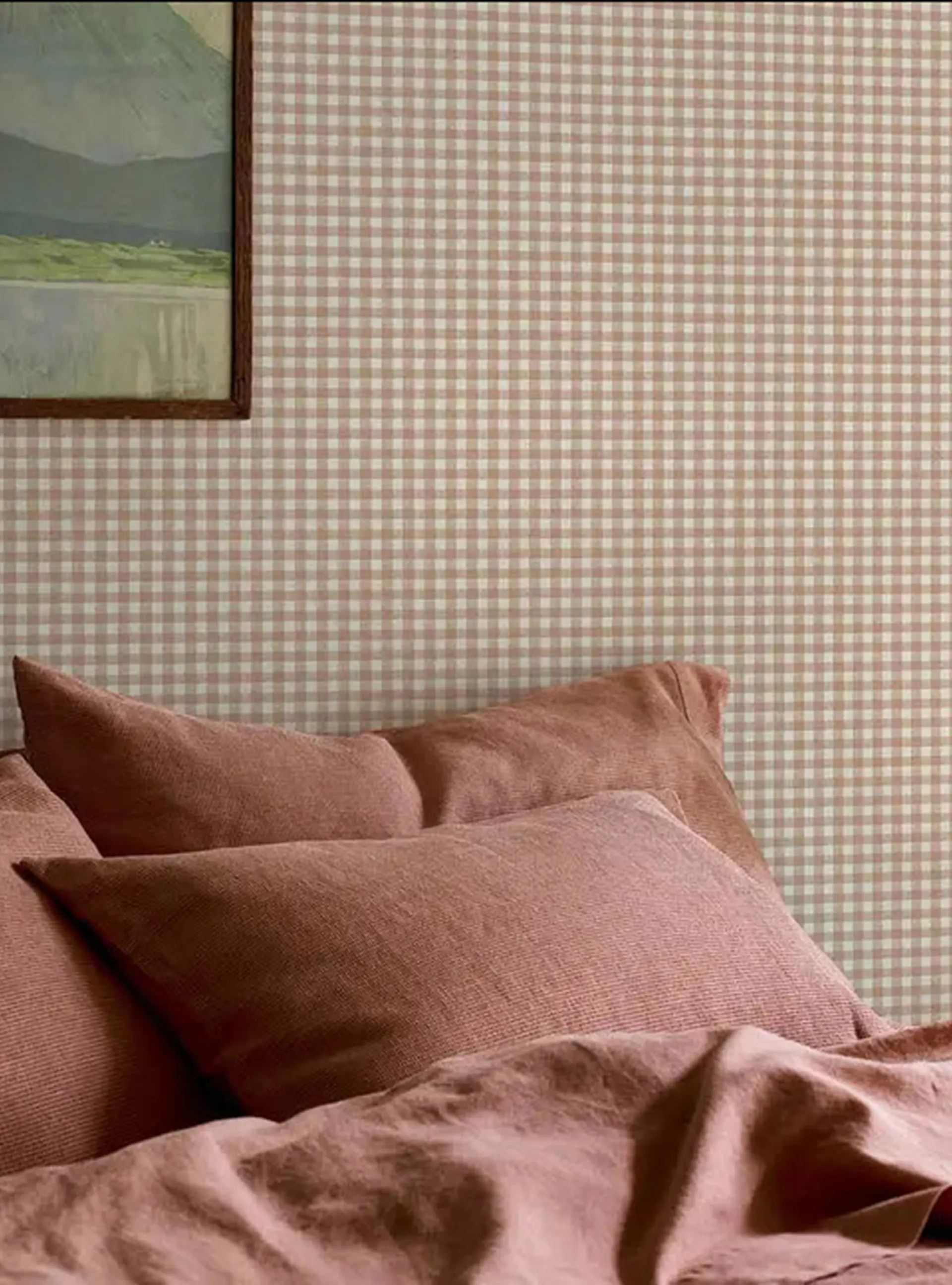 Warm Clay Gingham Wallpaper