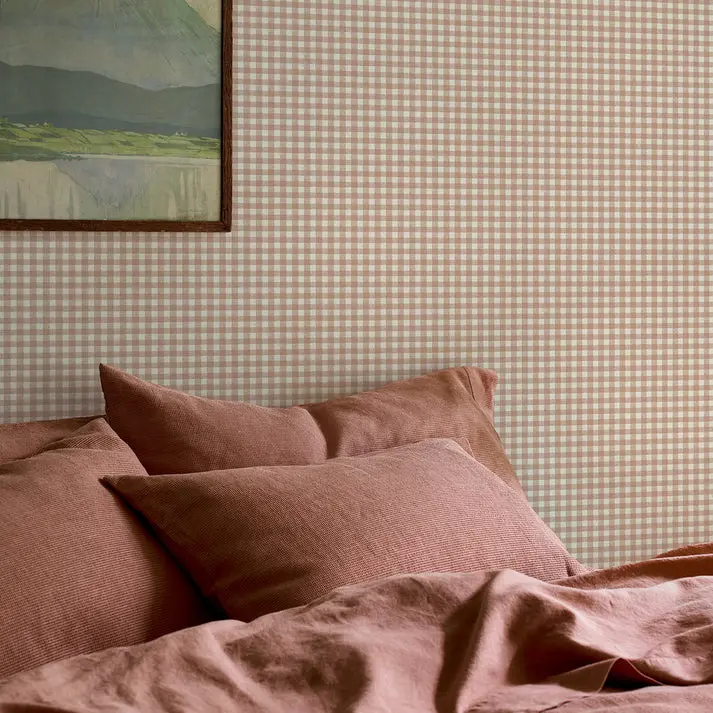 Warm Clay Gingham Wallpaper - Image 4
