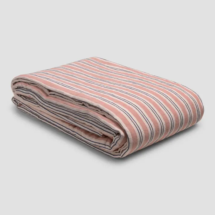 Warm Clay Somerley Stripe Linen & Cotton Duvet Cover - Image 3