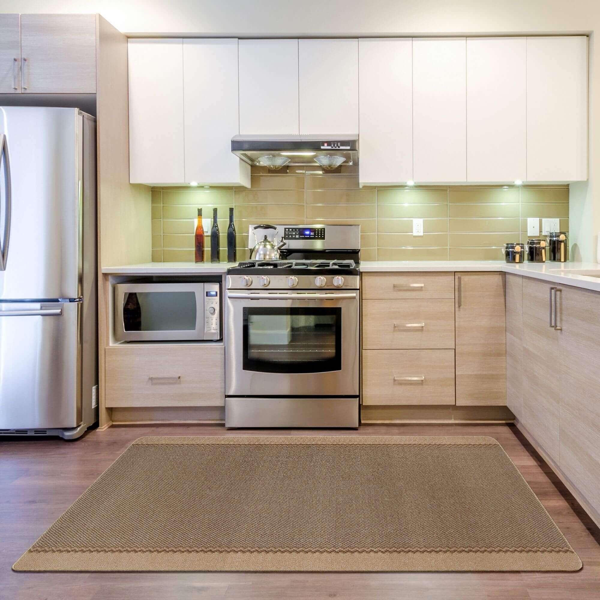 Washable Bordered Beige Rug | 116B - Image 11