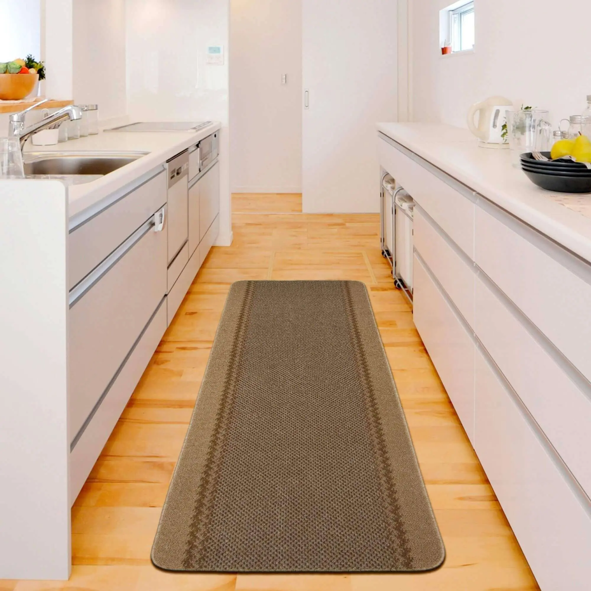 Washable Bordered Beige Rug | 116B - Image 5