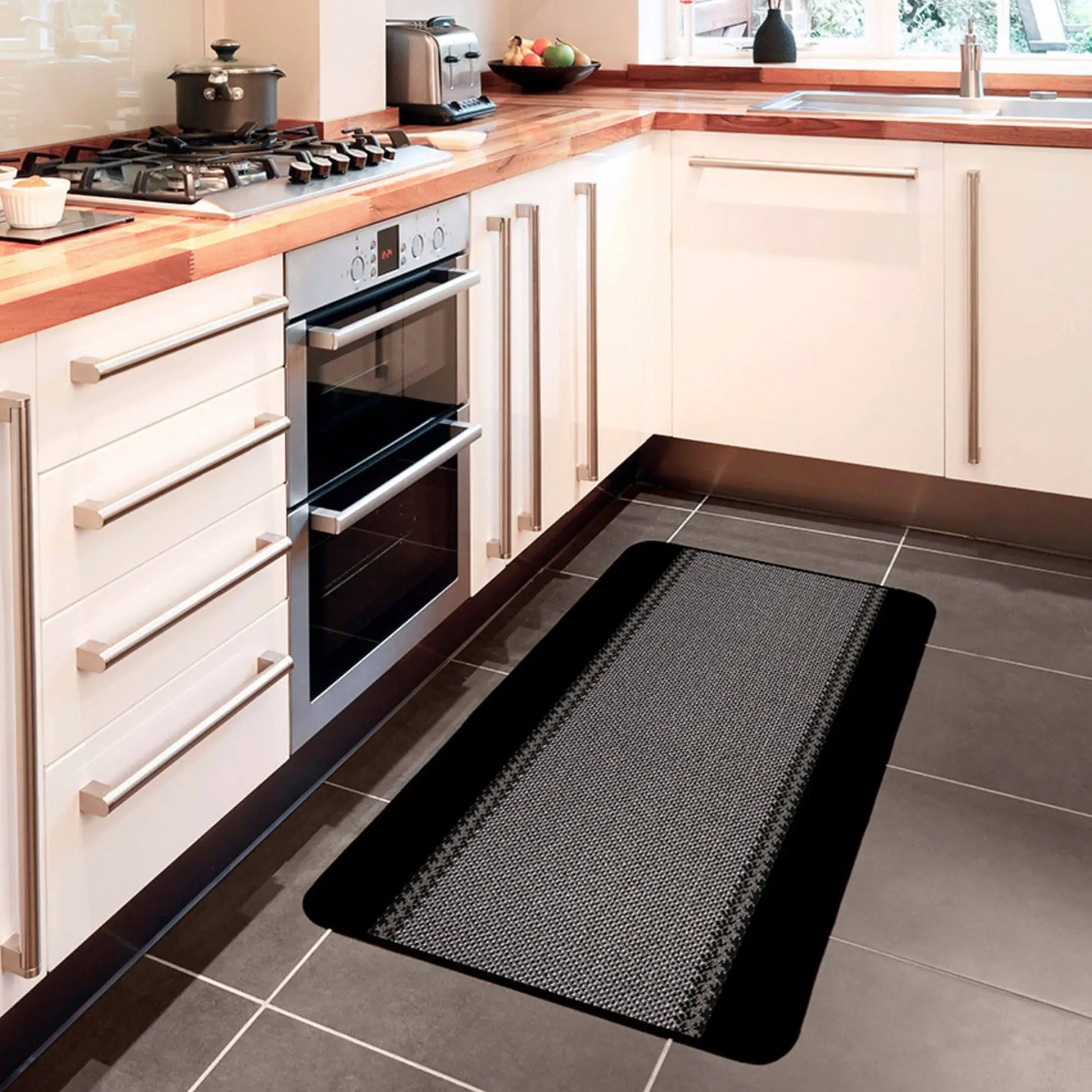 Washable Bordered Black Rug | 116Bl - Image 5