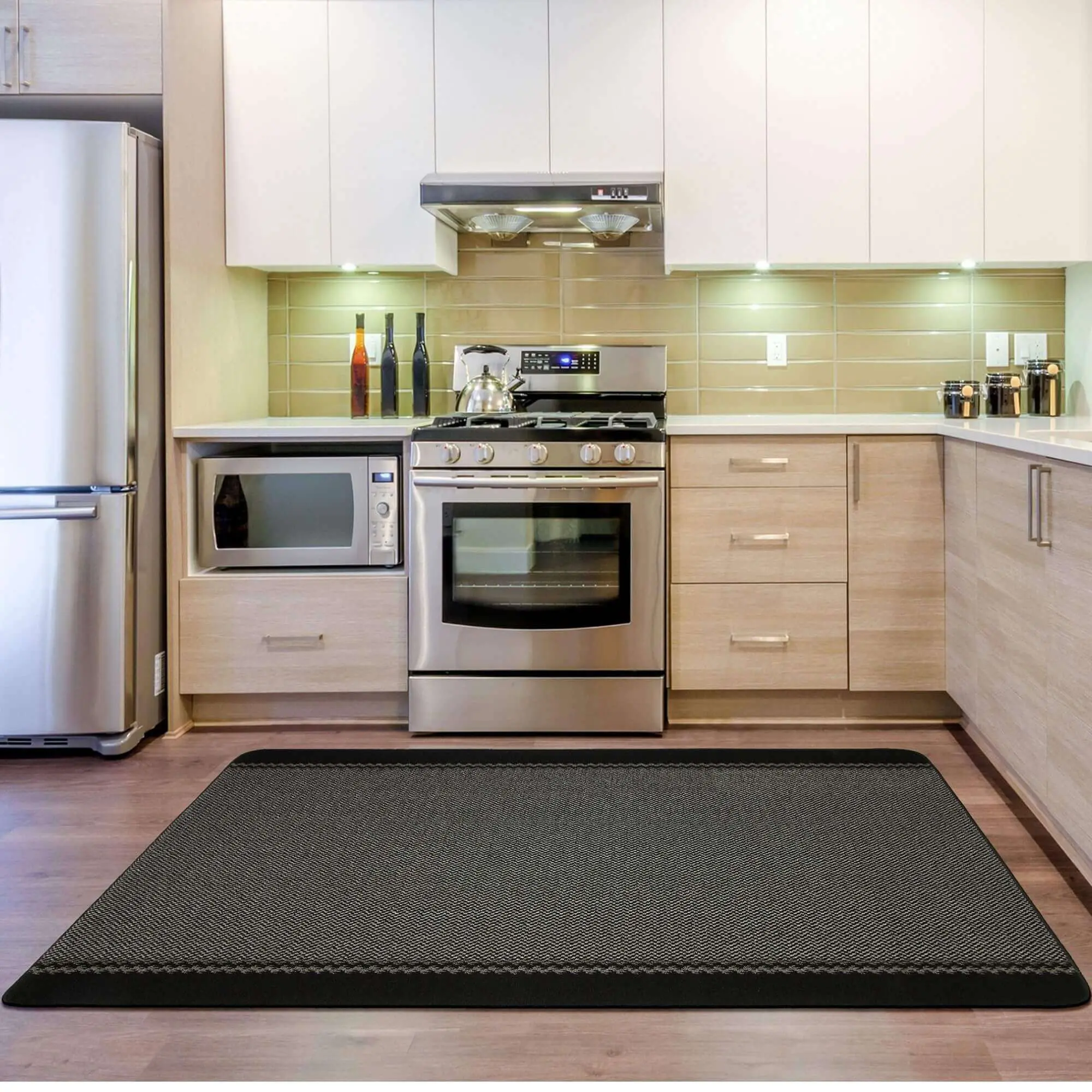 Washable Bordered Black Rug | 116Bl - Image 9