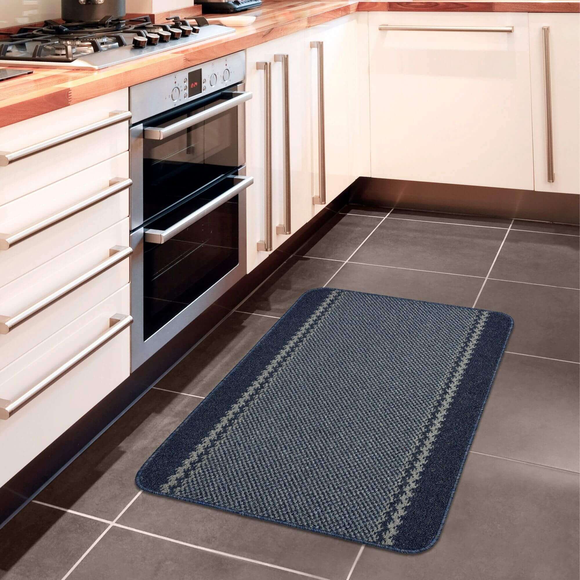 Washable Bordered Blue Rug  | 116Blu - Image 5