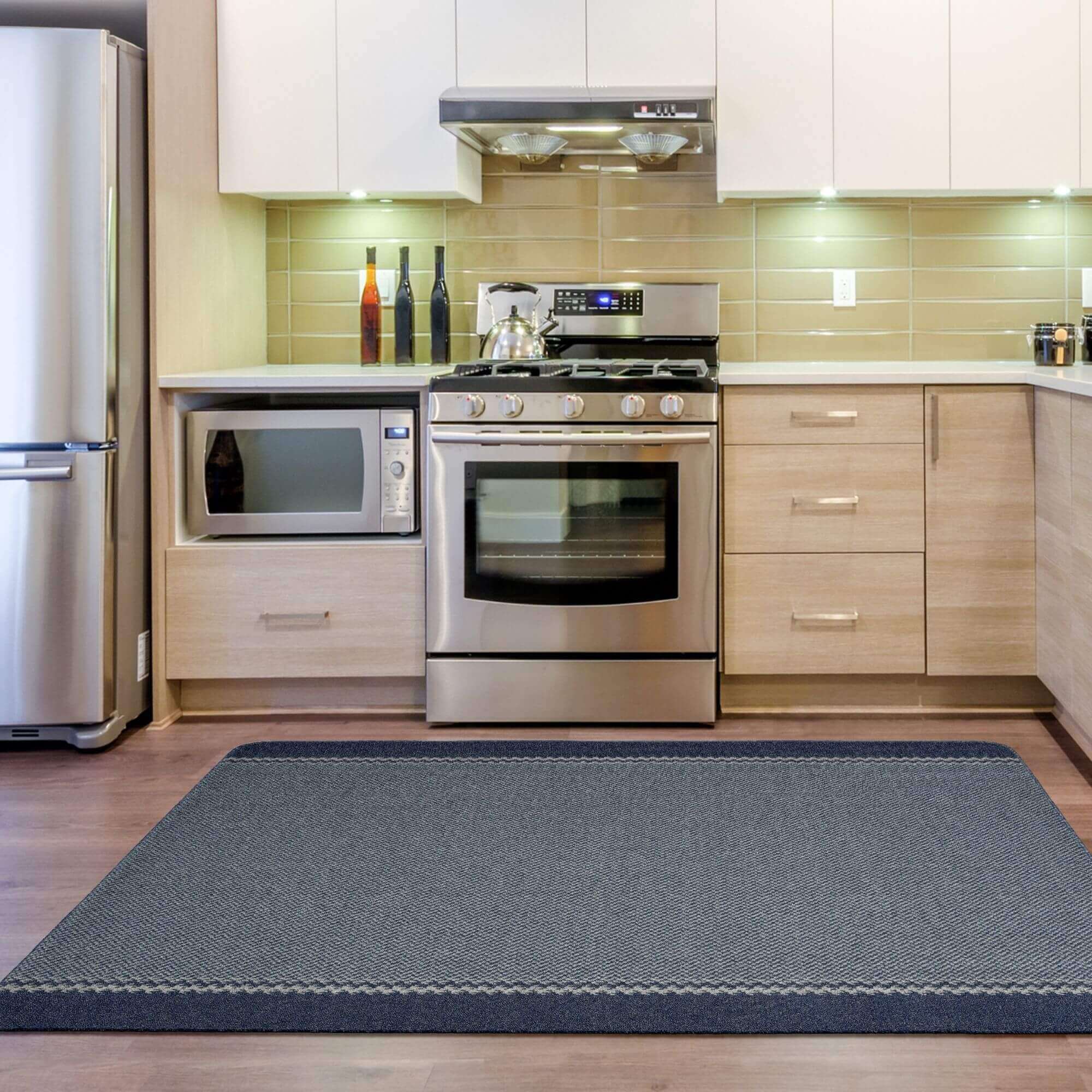 Washable Bordered Blue Rug  | 116Blu - Image 6