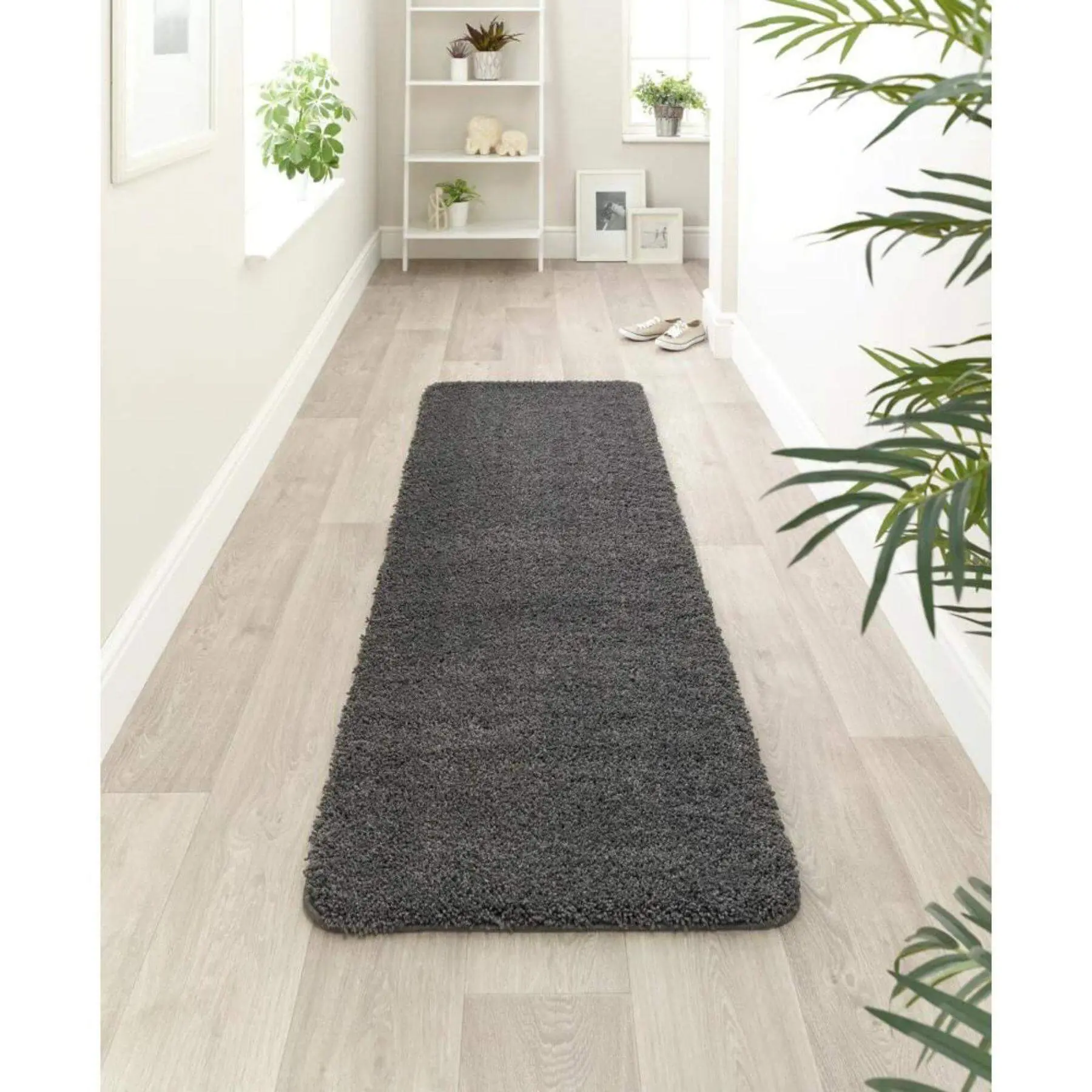 Washable Charcoal Shaggy Rug - Image 7