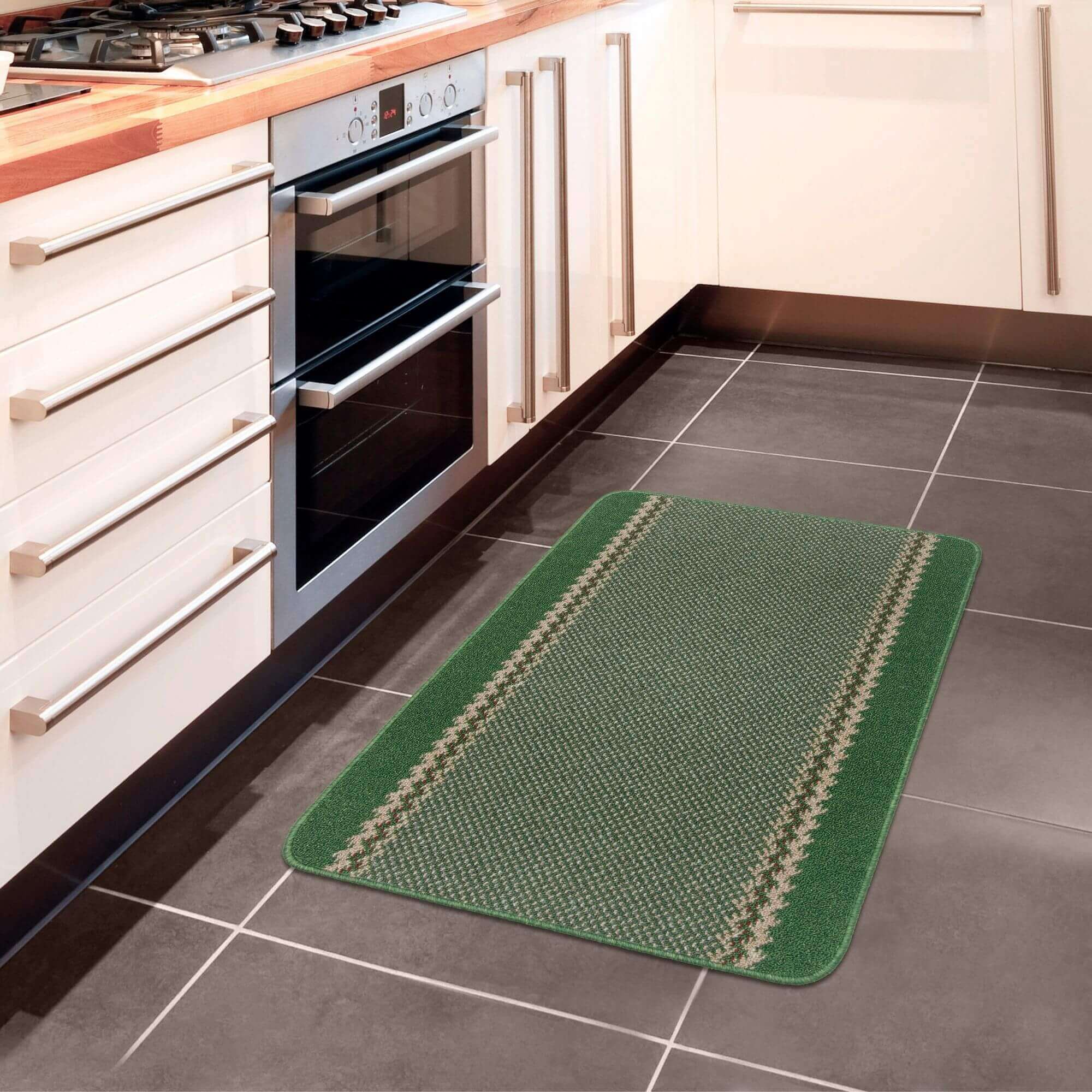 Washable Designer Bordered Green Rug | 116Gr - Image 10