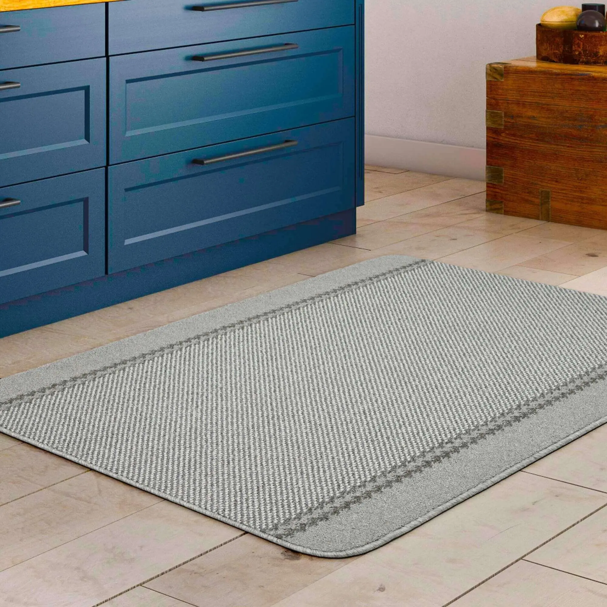 Washable Designer Bordered Grey Rug | 116G - Image 3