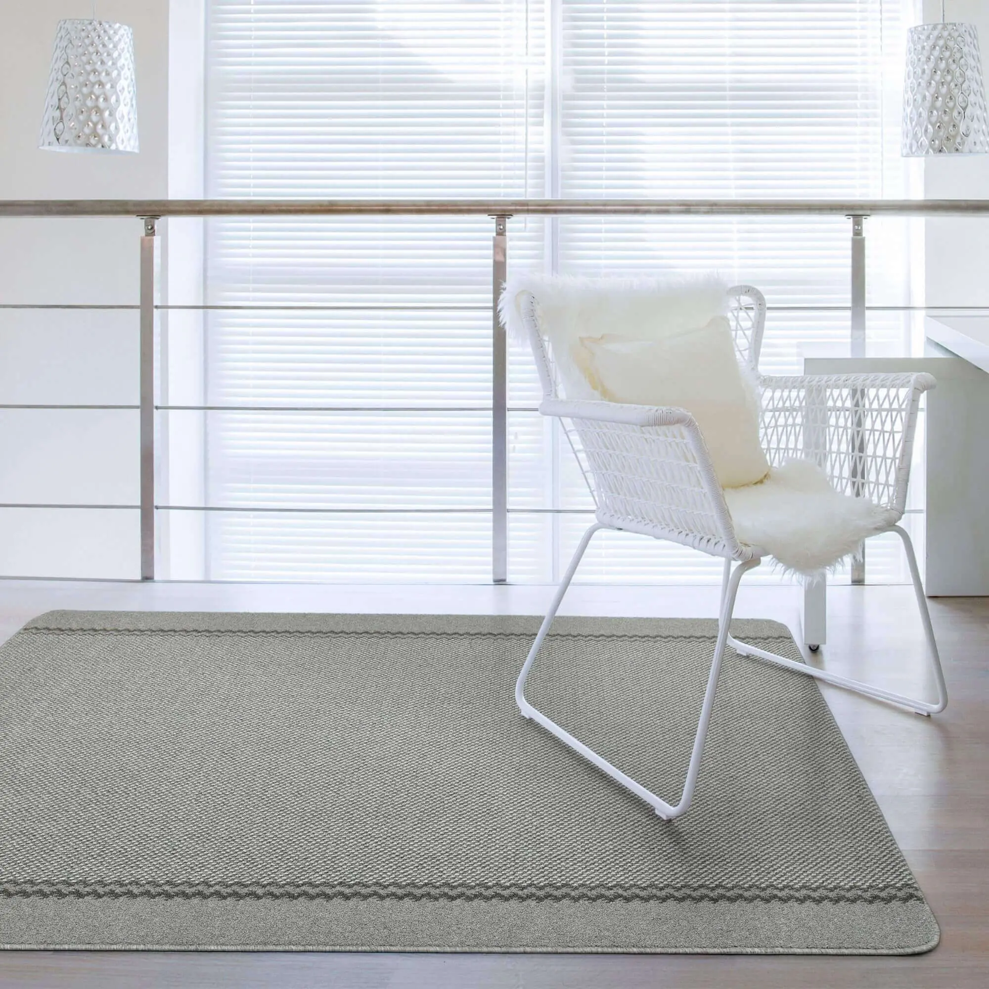 Washable Designer Bordered Grey Rug | 116G - Image 5