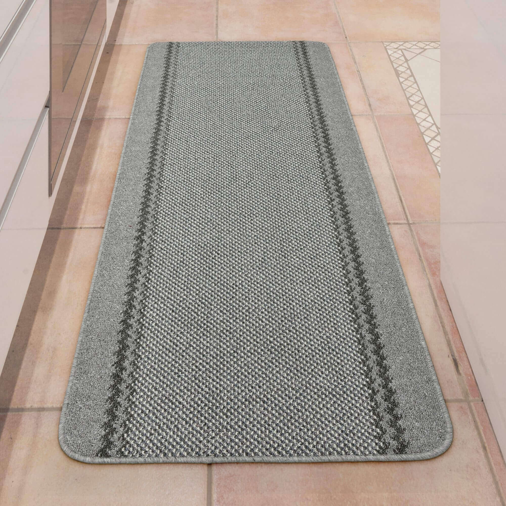 Washable Designer Bordered Grey Rug | 116G - Image 7