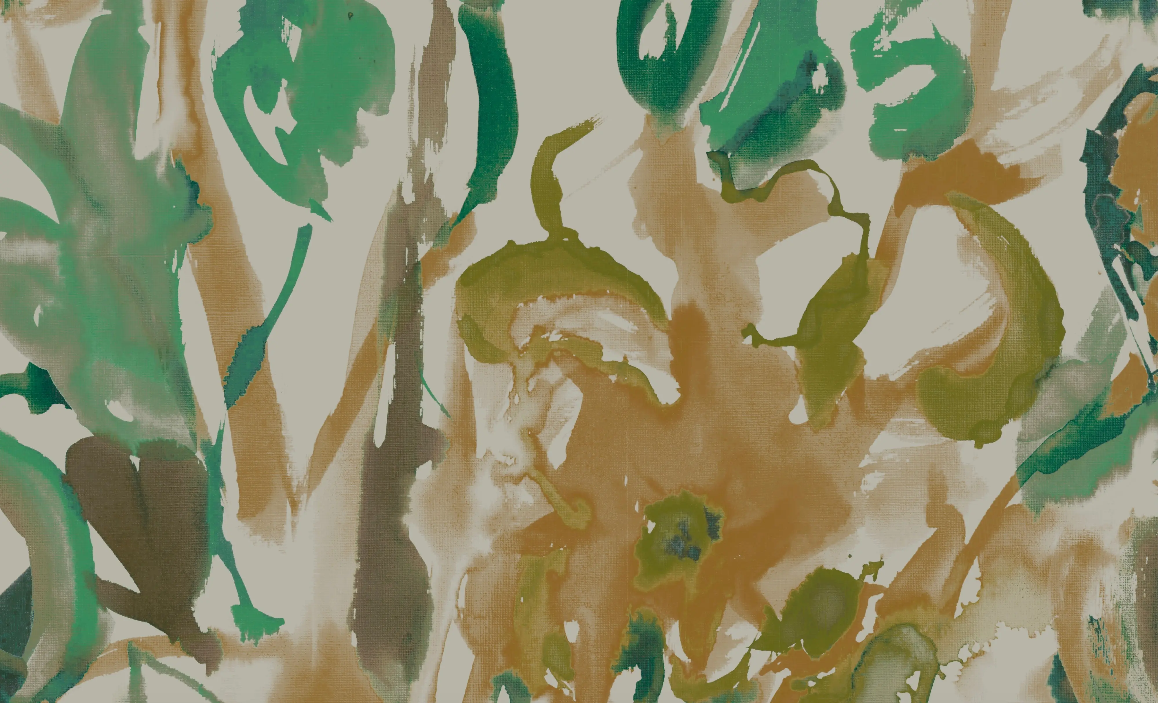 Watercolour Floral Wallpaper - Sand + Mint - Image 2