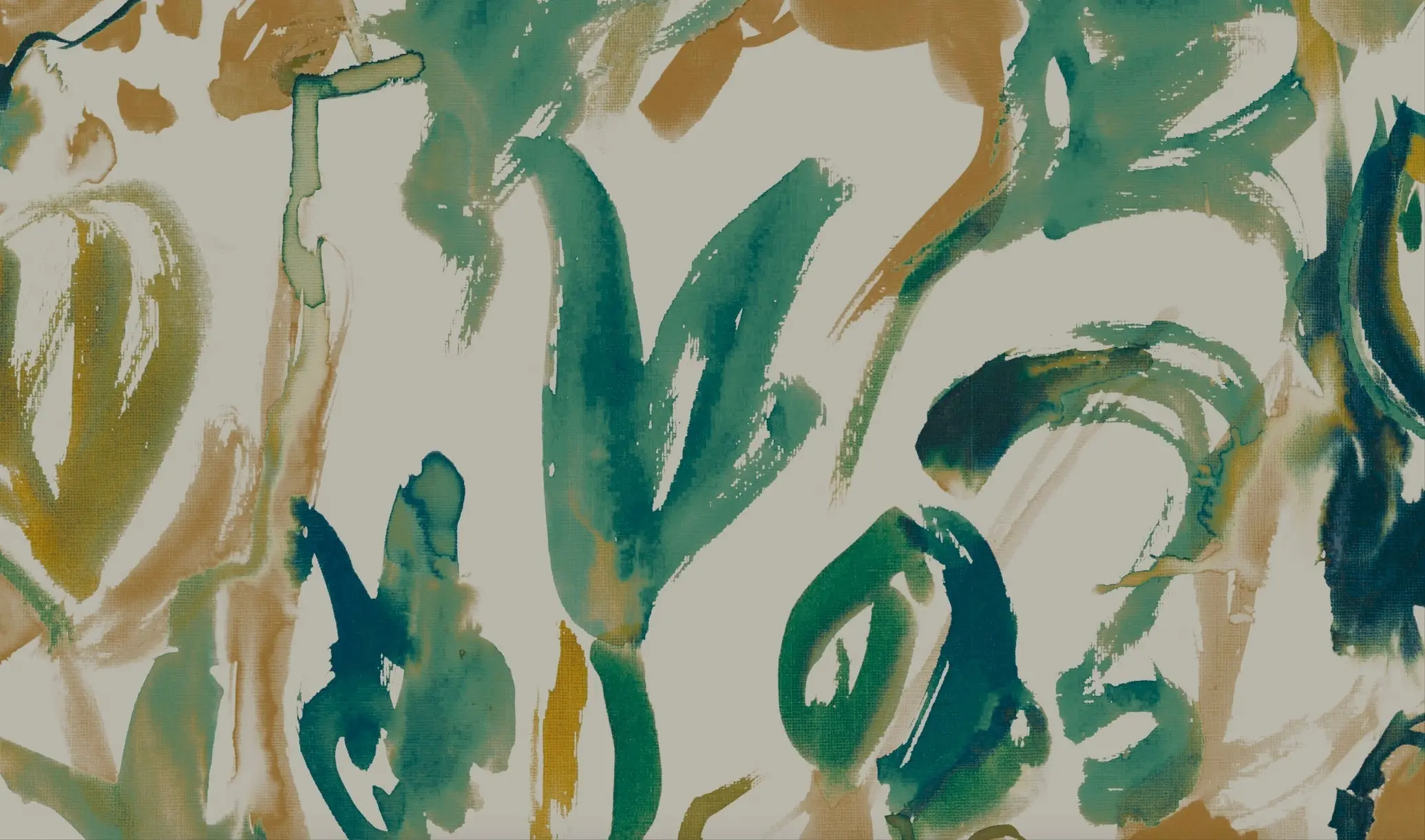 Watercolour Floral Wallpaper - Sand + Mint - Image 3