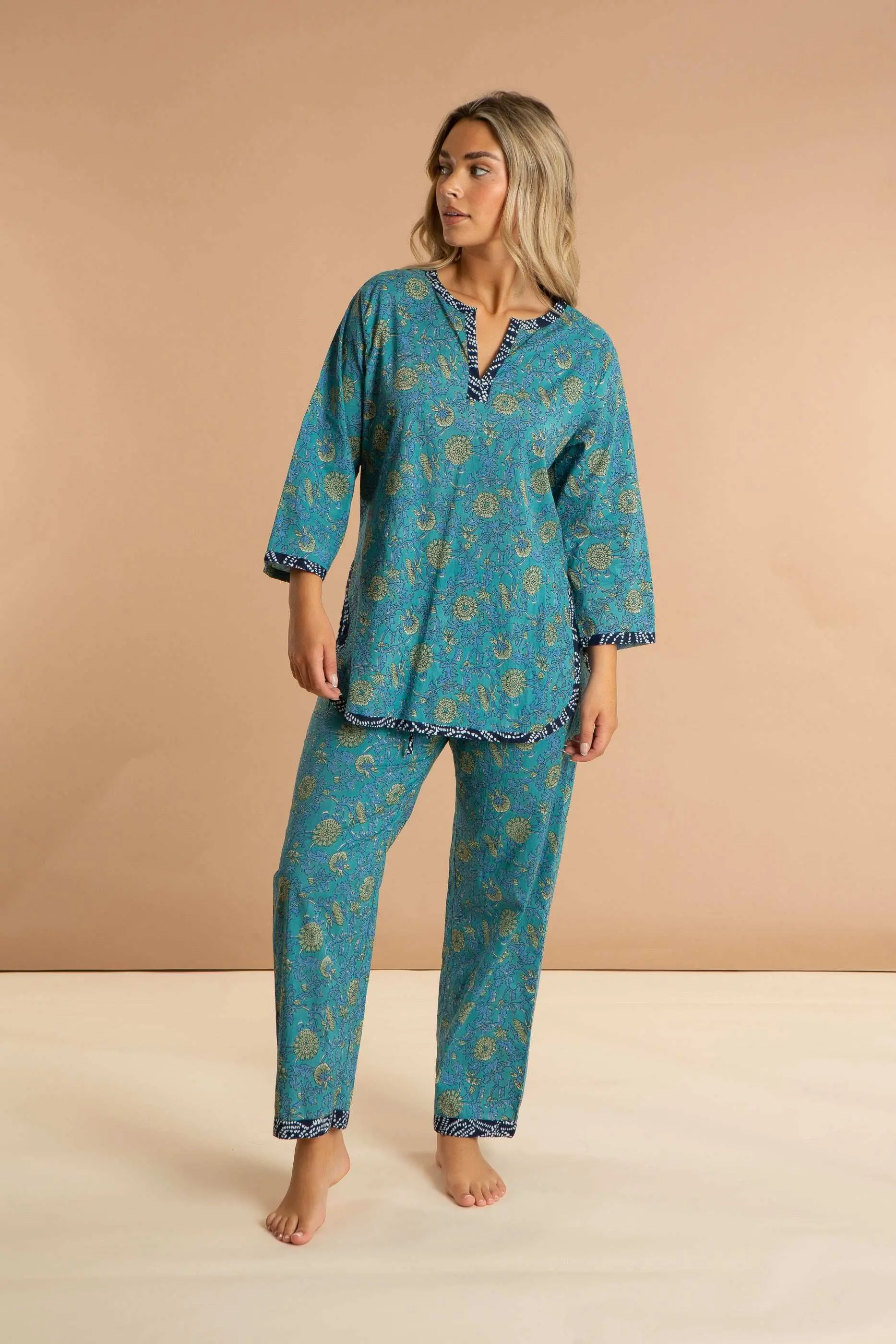 Waterlily Women's Floral Cotton Pyjama Trouser Set