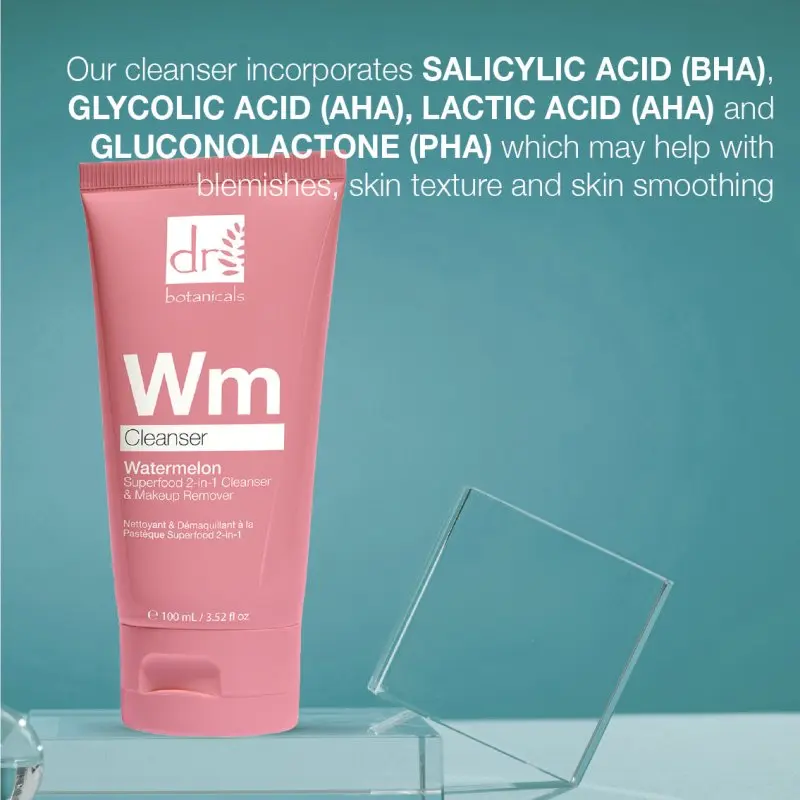 Watermelon Superfood 2-in-1 Cleanser & Makeup Remover with Glycolic Acid, Salicylic Acid and Lactic Acid 100ml - Image 5