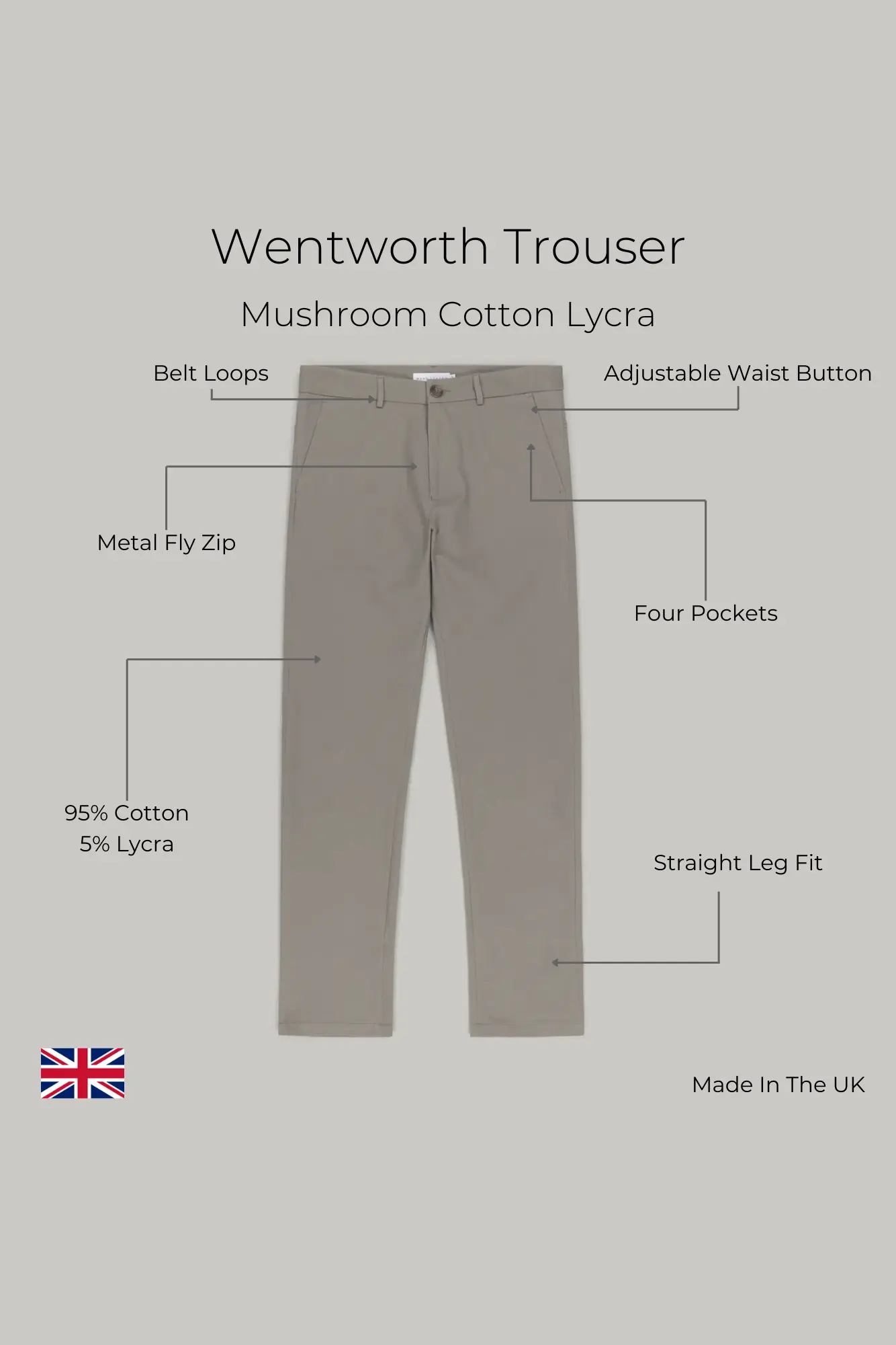Wentworth Trouser - Mushroom Comfort Stretch - Image 7
