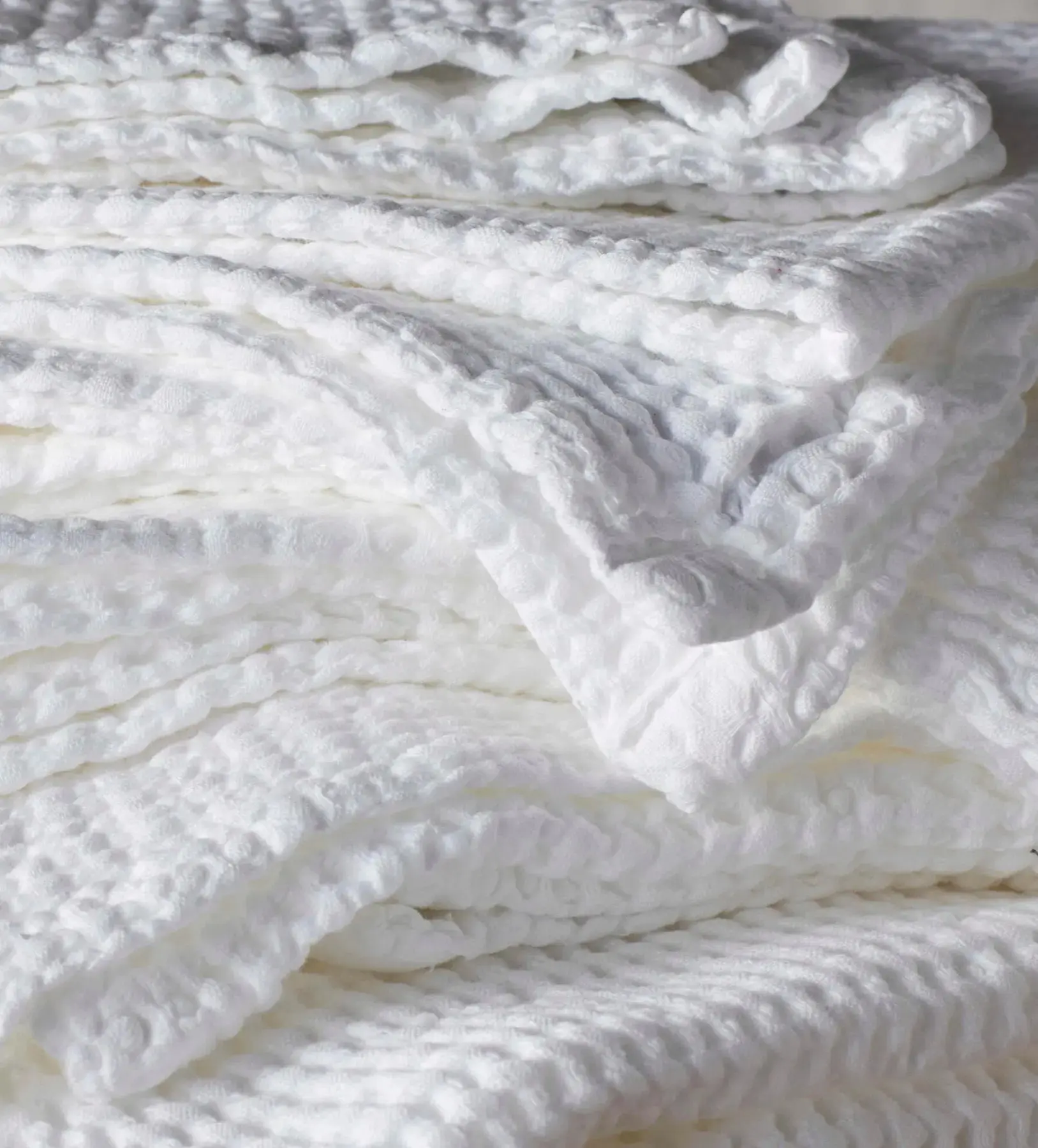 White 100% Cotton Waffle Towels - Image 2