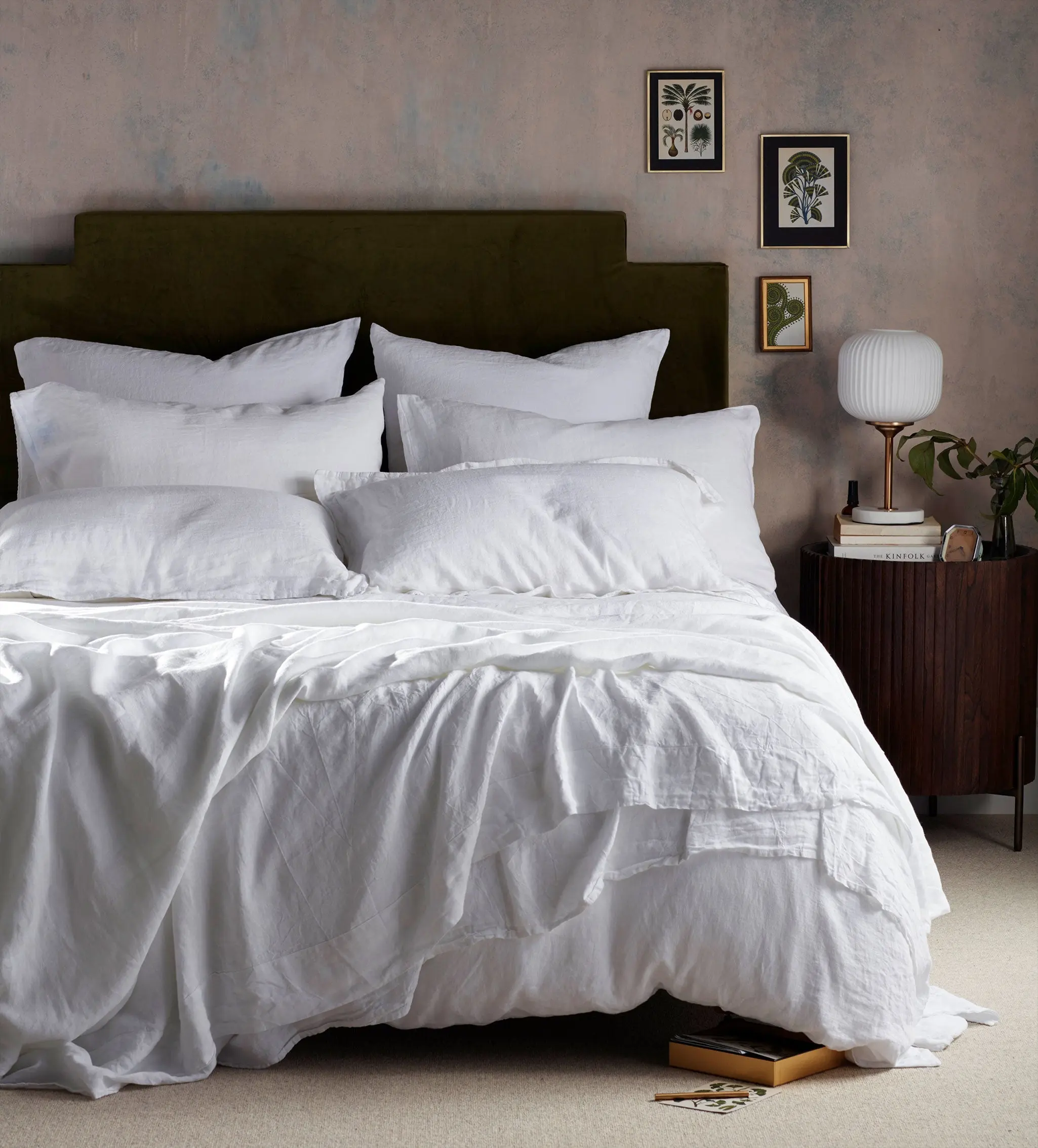 White 100% Linen Euro Fitted Sheet