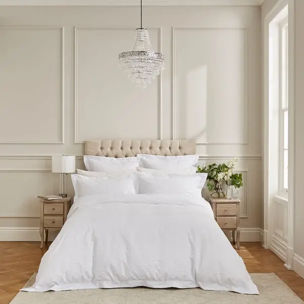 White Dorma Winchester Duvet Cover and Pillowcase Set