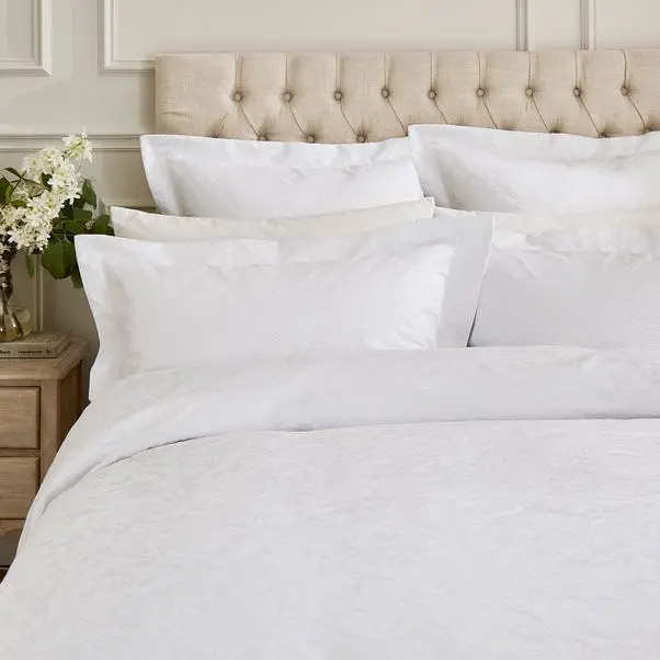 White Dorma Winchester Duvet Cover and Pillowcase Set - Image 2