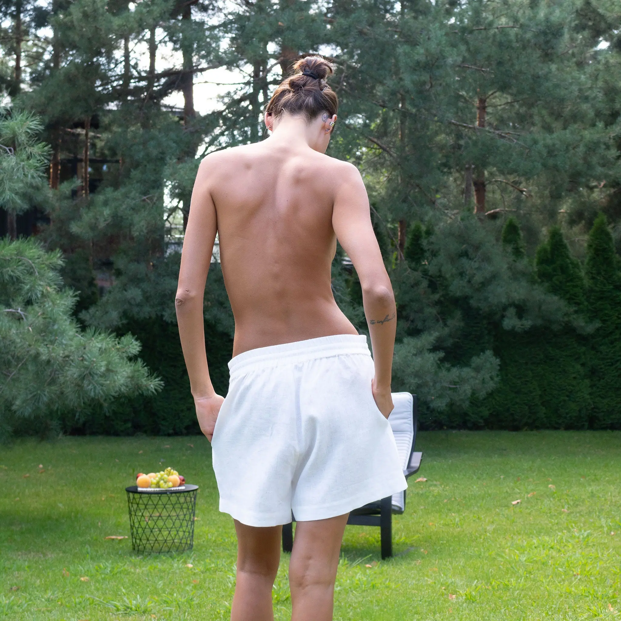 White Heavy Linen Shorts Perfect Days - Image 3
