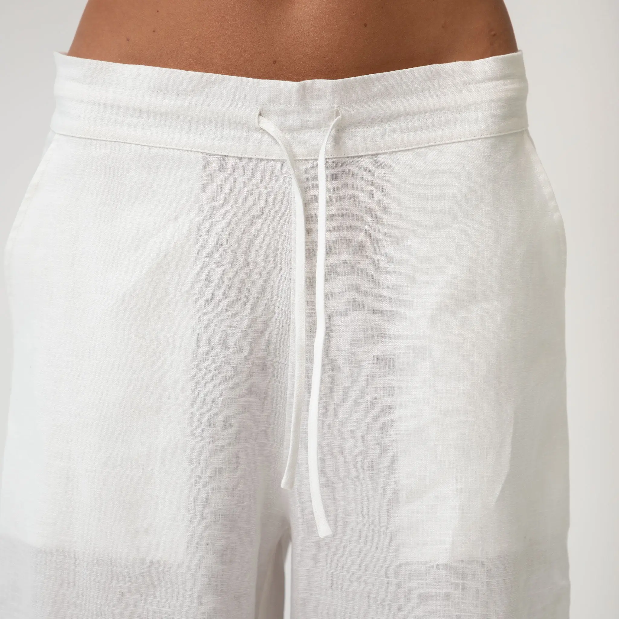 White Heavy Linen Wide-leg Pants Perfect Days - Image 5