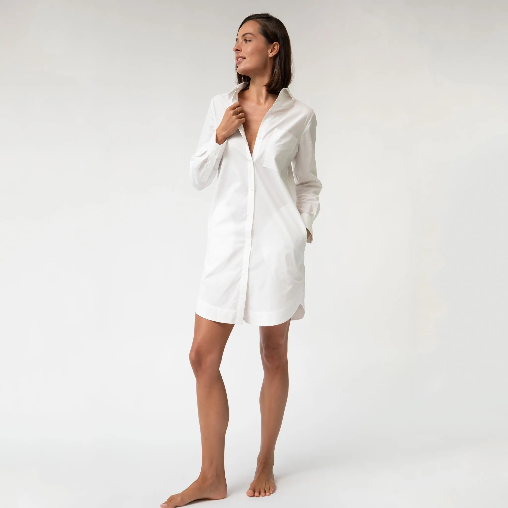 White InStyle Cotton Poplin Shirt Dress - Image 6