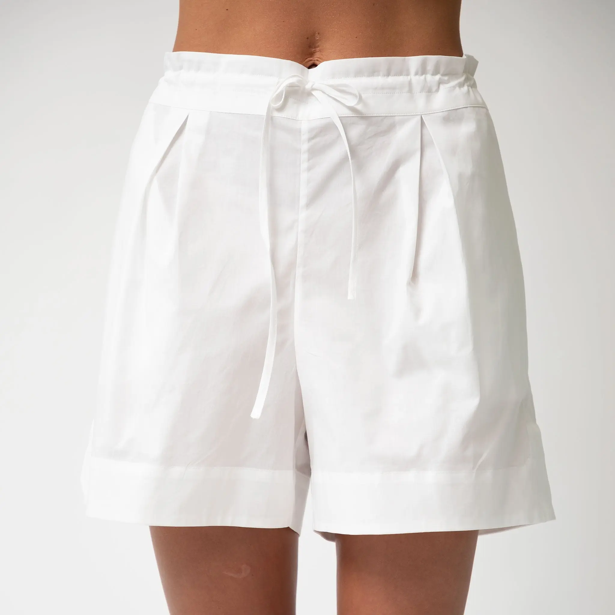 White InStyle Cotton Poplin Shorts - Image 2