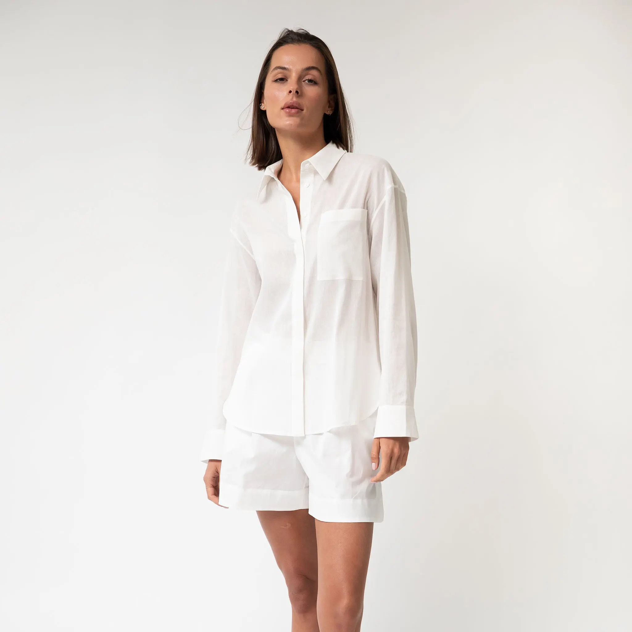 White InStyle Cotton Poplin Shorts - Image 9