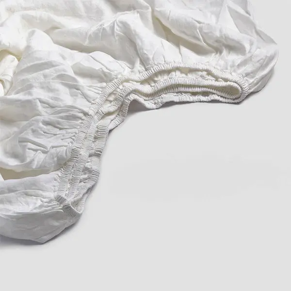White Linen Blend Fitted Sheet - Image 3