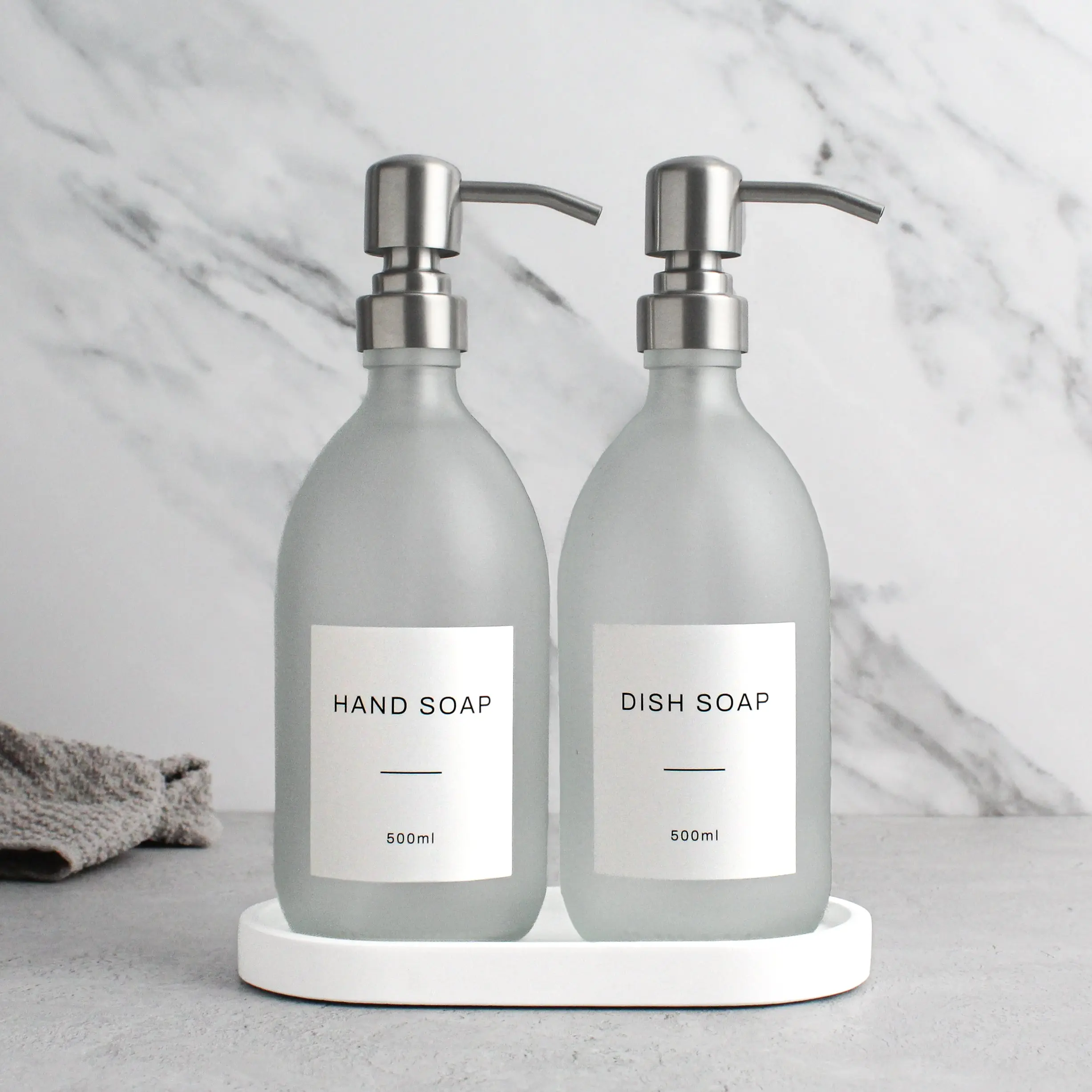 White Tray & Frosted White Dispenser Double Set
