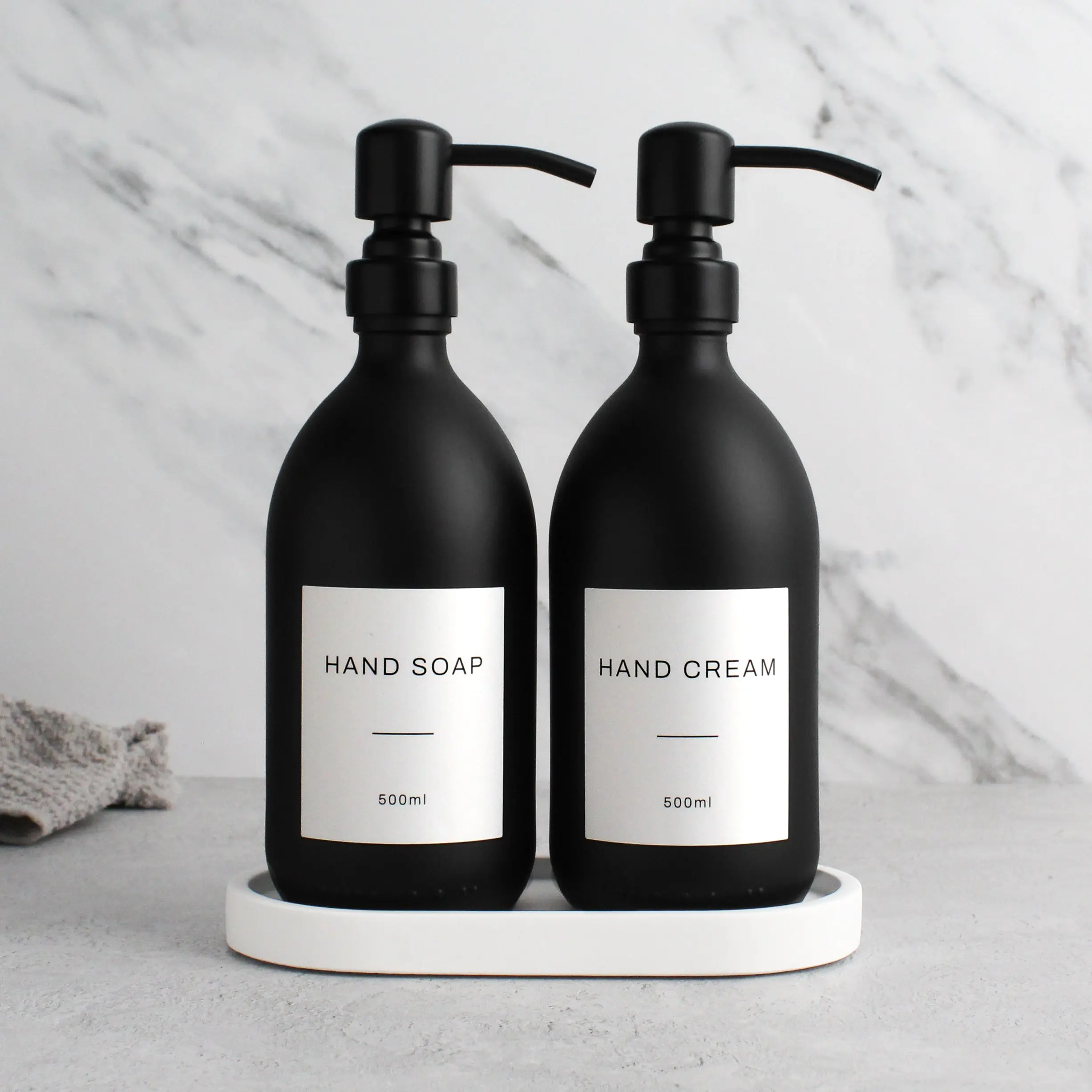 White Tray & Matte Black Dispenser Double Set - Image 8