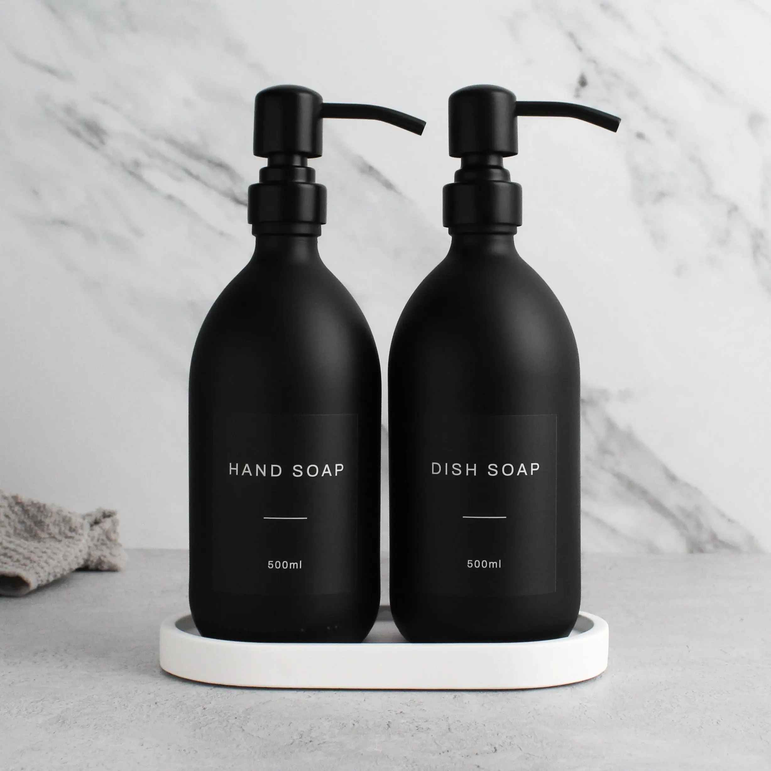 White Tray & Matte Black Dispenser Double Set - Image 9