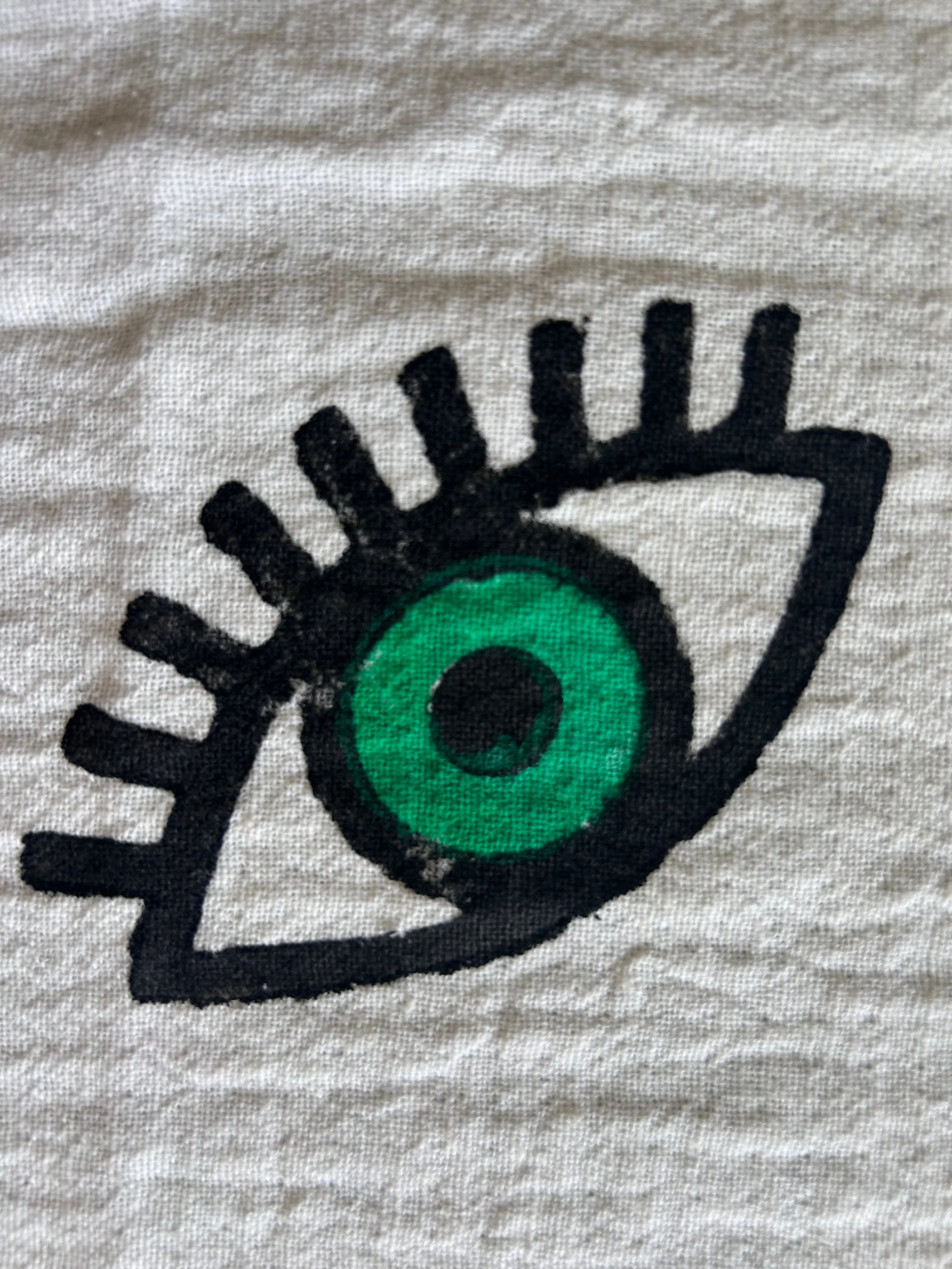 White with Mini Eye Organic Cotton Peshtemal Towel - Image 3