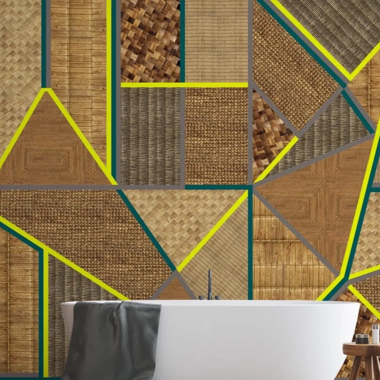 Wicker Geometric Mural Wallpaper - Image 7