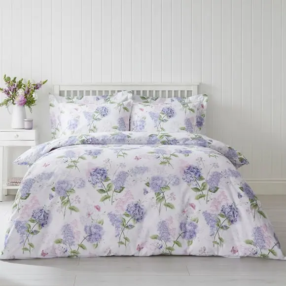 Wild Hydrangea Lilac Duvet Cover and Pillowcase Set