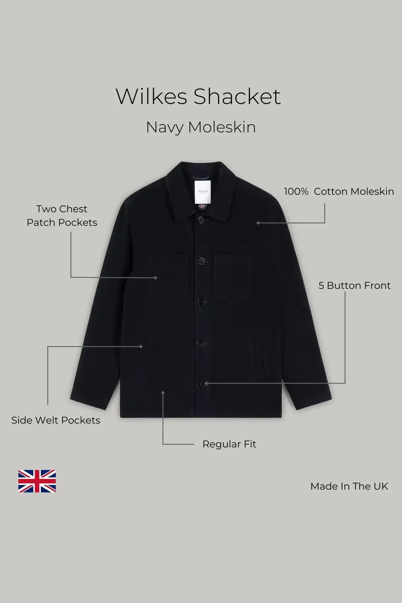 Wilkes Shacket - Navy Moleskin - Image 6