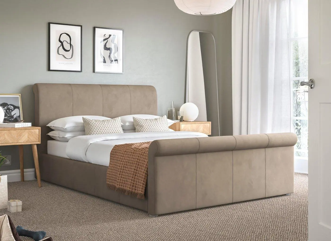 Wilson Upholstered Ottoman Bed Frame - Beige