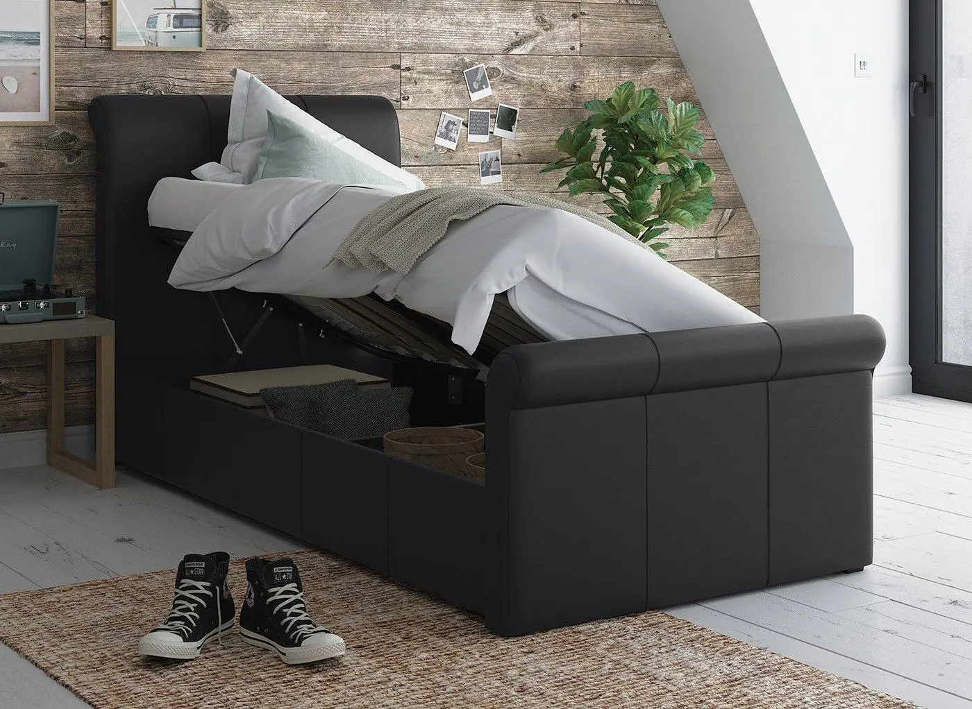 Wilson Upholstered Ottoman Bed Frame - Black