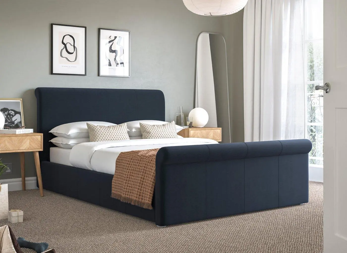 Wilson Upholstered Ottoman Bed Frame - Blue