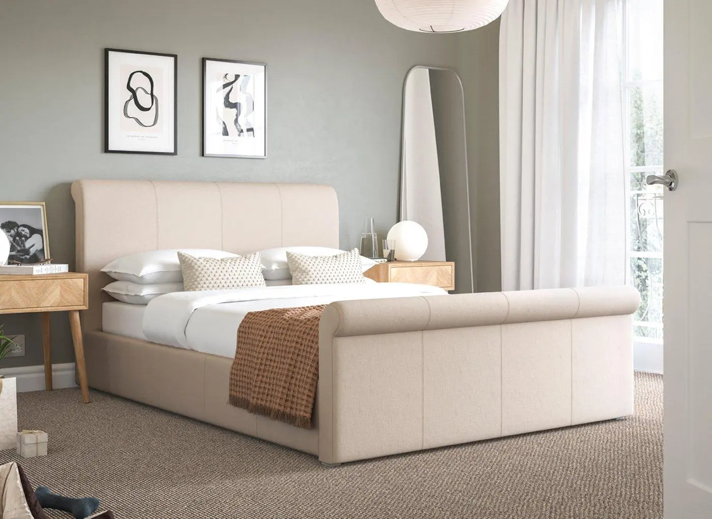 Wilson Upholstered Ottoman Bed Frame - Cream
