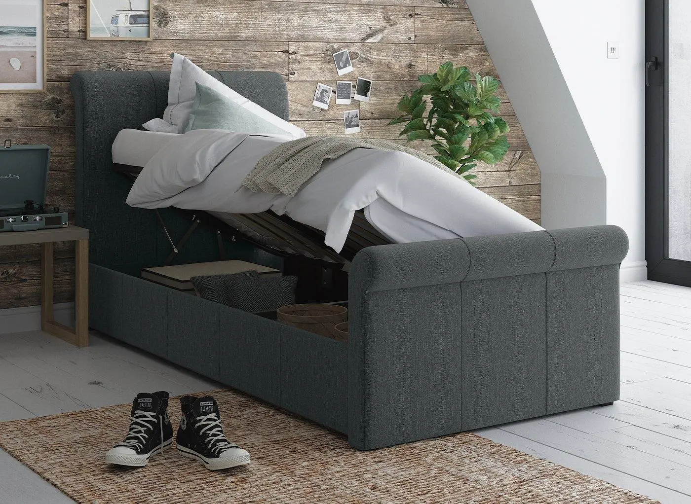 Wilson Upholstered Ottoman Bed Frame - Grey