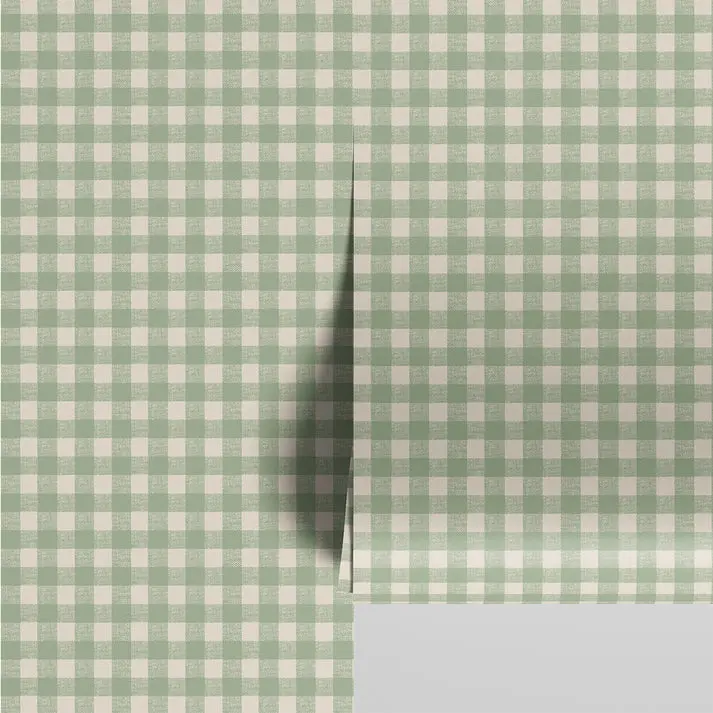 Winter Sage Gingham Wallpaper - Image 3