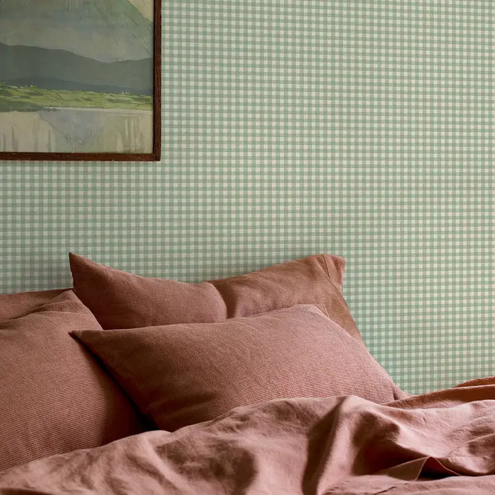 Winter Sage Gingham Wallpaper - Image 4