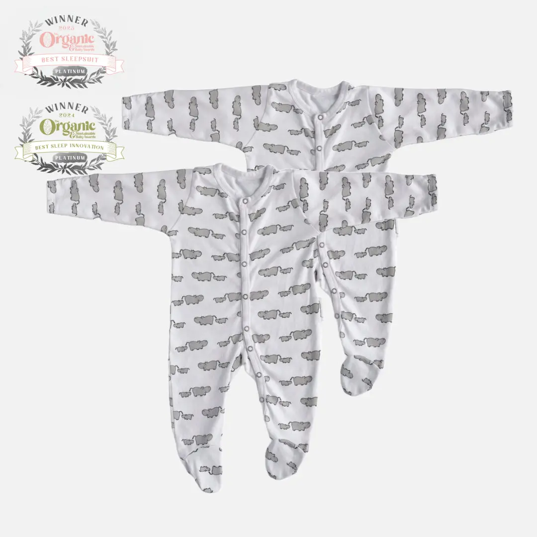 Winter Sleepsuit With Padded Sleeves (2pk) - Hippo - Image 12