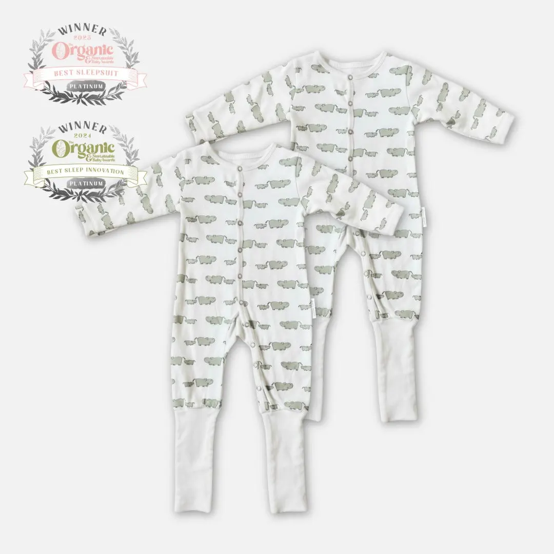 Winter Sleepsuit With Padded Sleeves (2pk) - Hippo - Image 18