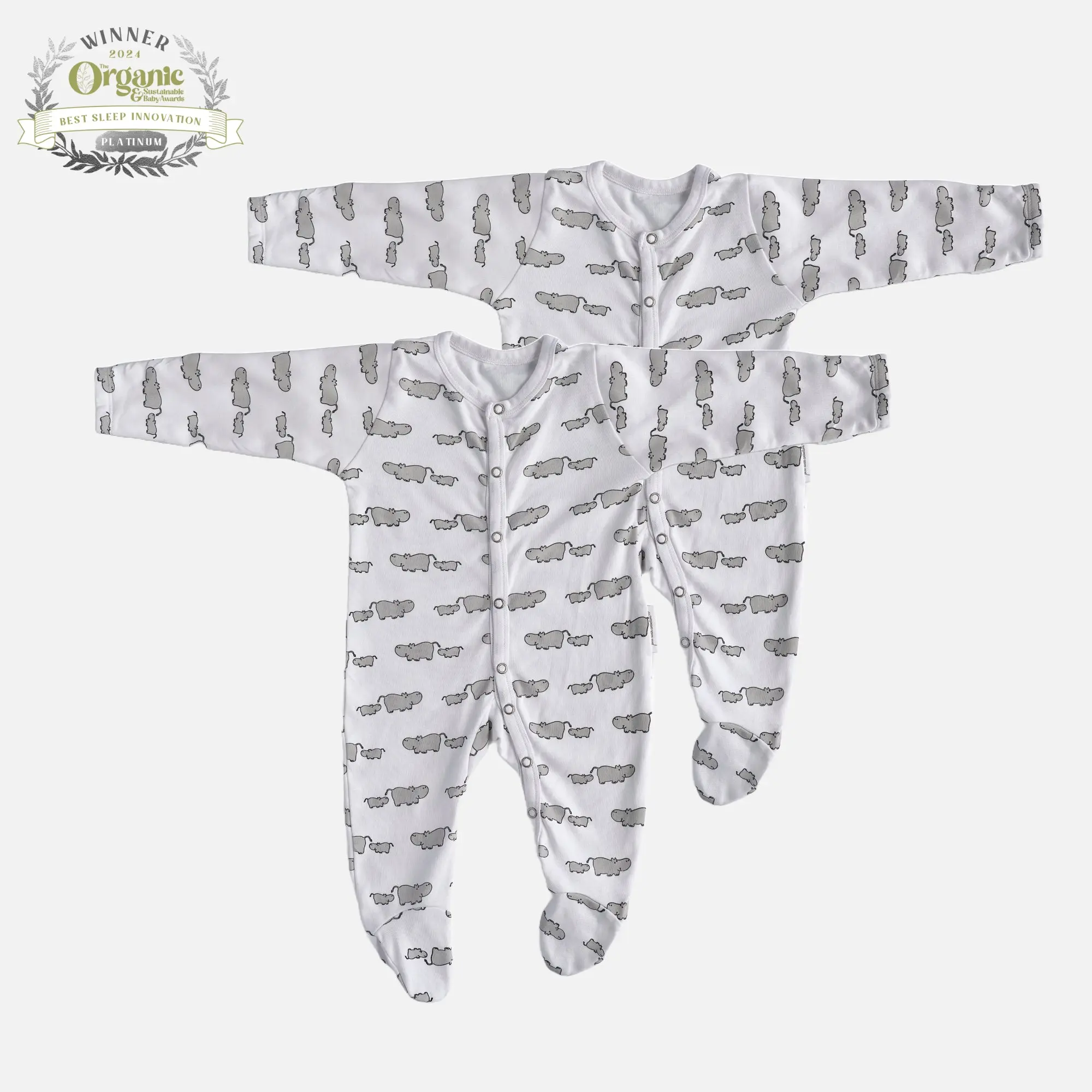 Winter Sleepsuit With Padded Sleeves (2pk) - Hippo - Image 6