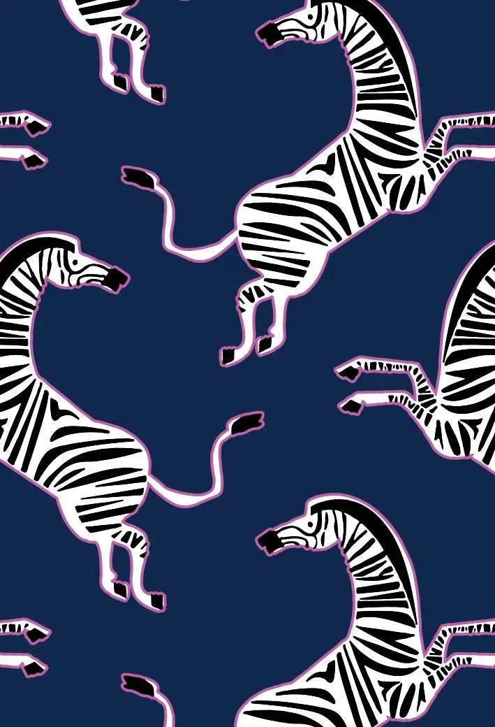 Pink Zebra on Navy Women's Cami Organic Cotton Short Set - Image 3