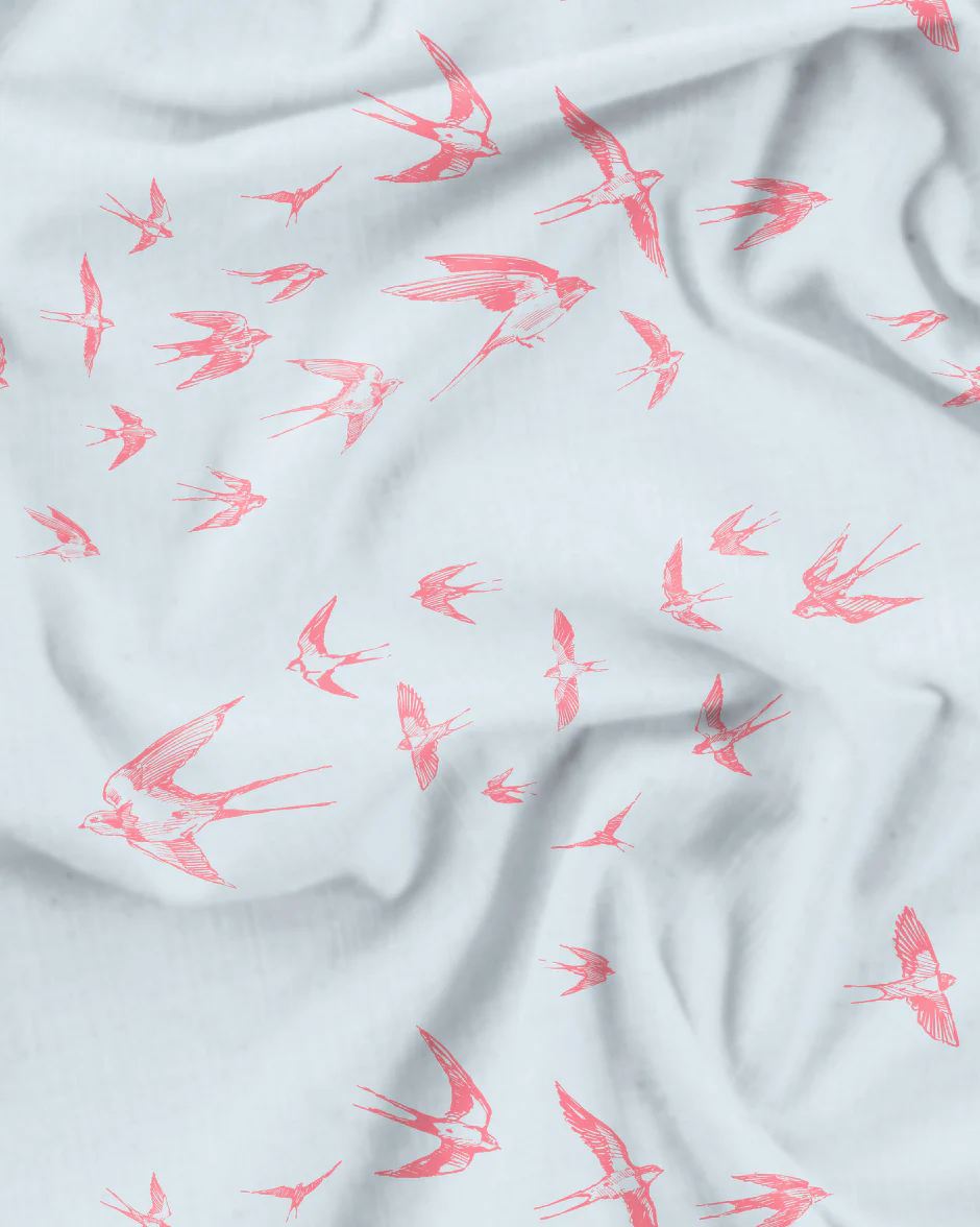 Womens Chemise Nighty - Pink Swallows - Image 4