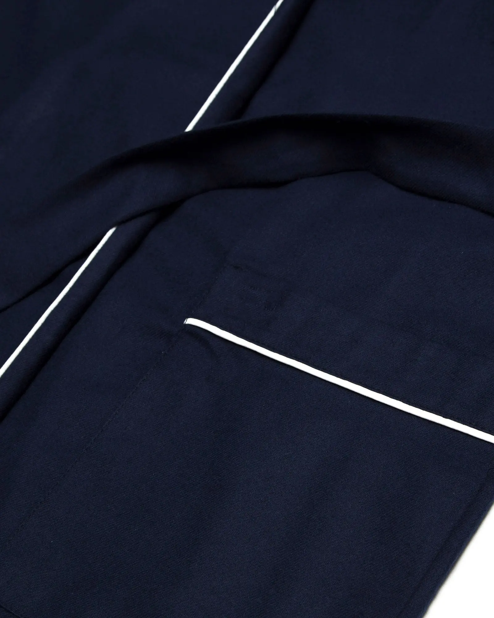 Women's Flannel Dressing Gown - Navy with White Piping - Image 4