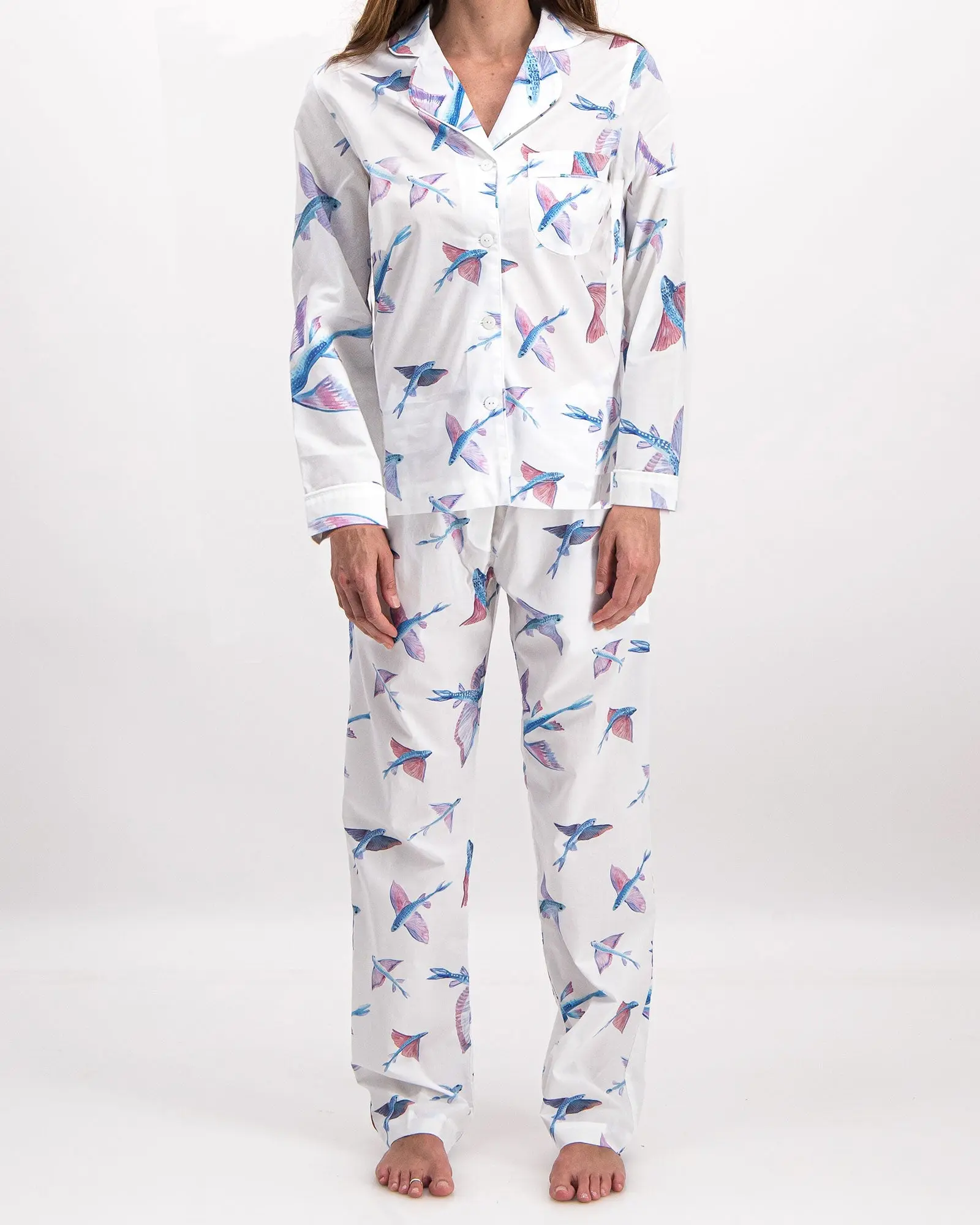 Flying Fish White Womens Long Pyjamas